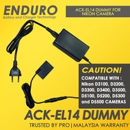 Enduro ACK-EL14 - AC Compact Power Adapter with EN-EL14 Dummy Battery for Nikon Camera (Malaysia Plu