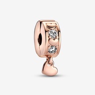 925 sterling silver rose gold Infinite Hearts Sparkling Dangling Clip Charm fit pandora bracelet 2022 women fashion DIY fine jewelry valentines day gift for girlfriend