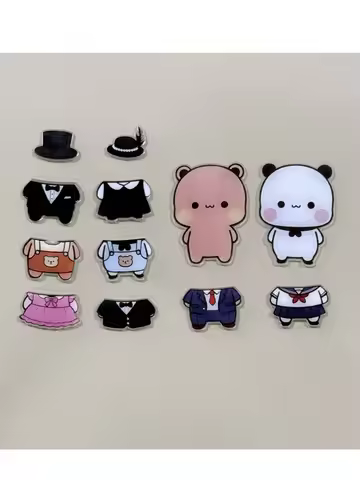 Kawaii Yier Bubu Fridge Magnets Cute Anime Panda Bear Bubu and Dudu Dress-Up Magnets Home Decor Stic