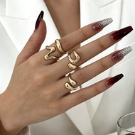4Pcs Vintage Irregular Open Rings For Women Creative Geometric Finger Knuckle Ring Couple Jewelry Ac