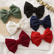 Small bow hair clip in rough striped fabric to create shape 12cm for pretty, gentle and classic wome