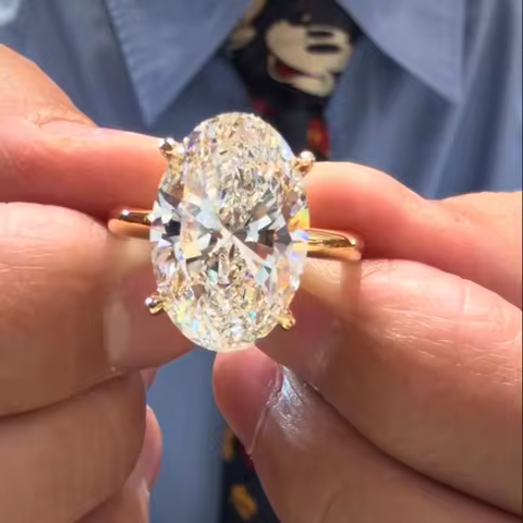 Big Oval shape 8ct 6ct 5ct lab grown diamond Ring IGI EF-VS1, Factory real 14K gold rings Wedding ri