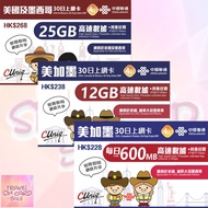 中國聯通 美國、加拿大、墨西哥30日無限上網卡 美加墨