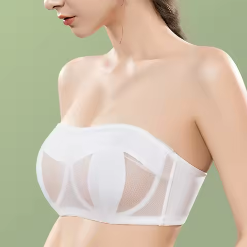 Strapless Bras for Women Transparent Full Coverage Multi-way Underwire Lace Invisible Balconette Bra
