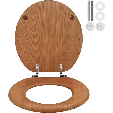 Wooden Toilet Seat Round, Wood Toilet Seat for American Standard Size Toilet Seats