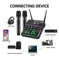 Audio Mixer with 2 Wireless Microphone 4 Channel UHF USB Delay Repaeat Effect Sound Mixing Console f