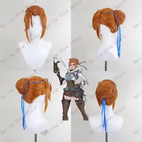 OW Freja Skov Cosplay Costume Hair Short Orange Styled Halloween Party Wig