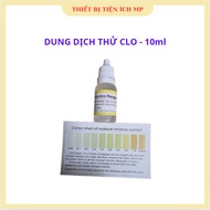 Chlorine test solution, checks swimming pool water chlorine, domestic water chlorine