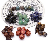 7ชิ้น/เซ็ต Polyhedral RPG DND การเล่นบทบาทมังกรเกมกระดานหินคริสตัลธรรมชาติลูกเต๋าหลายลูกอุปกรณ์เสริม