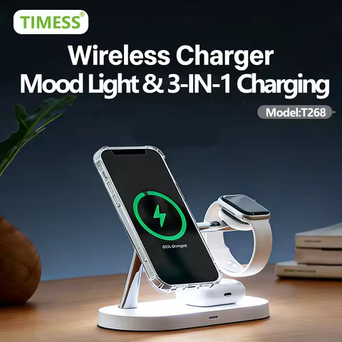 TIMESS-3 in 1 Wireless Charger, Magsafe wireless charger,support for iwatch 11-1 and for iphone 17 1