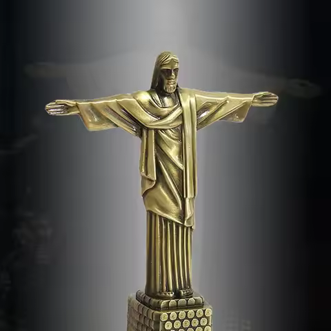 Jesus Figurine Brazil Christ the Redeemer Featured Statue Desk Sculpture Metal Crafts Big Ben World 