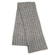 成色極佳 ◇ 香奈兒 17B 羊絨真絲圍巾/披肩，飾有 Coco 標誌，灰色，意大利製造，女士，強烈推薦 ◎