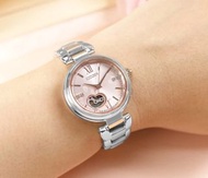 【CITIZEN】PR1024-84X / 鏤空愛心 機械錶 晶鑽 藍寶石水晶玻璃 不鏽鋼手錶 粉x鍍香檳金 28mm