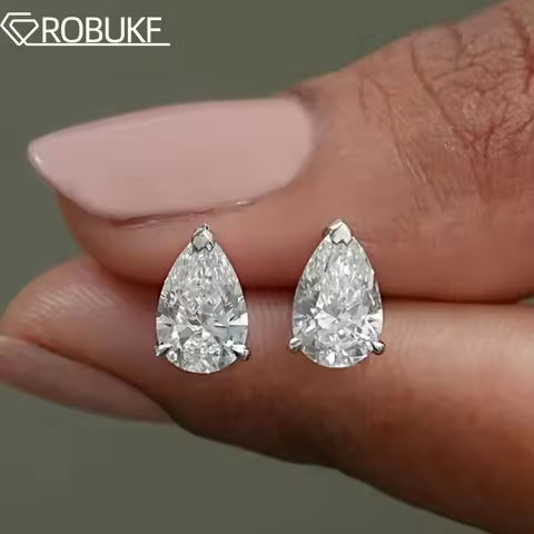 1-4CT Pear Cut Moissanite Earring for Women GRA Certified Simulated Diamond S925 Silver Plated 18k G