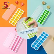 [SG Stocks]Silicone Ice Cube Tray With Cover 14 Holes, Baby Food Mold | Bekas Ais Silikon 冰模