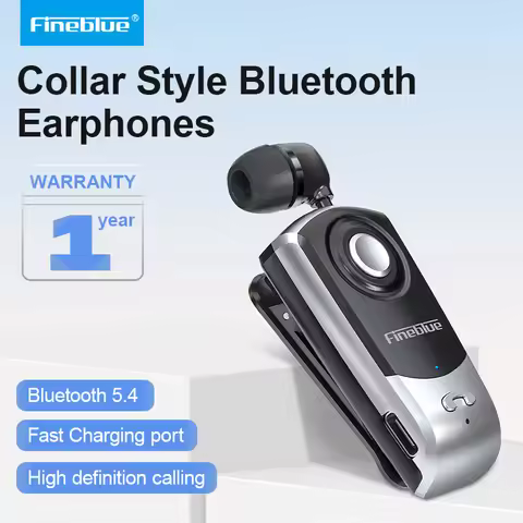 Fineblue F960 Wireless Bluetooth Headset Ears in Lotus with Wire Clip Handsfree Retractable Headphon