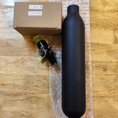 0.38L Round Aluminum Bottle 61mm OD Matte Black M18*1.5 Inlet Thread Tank Bottle 30Mpa 4500psi Tank 