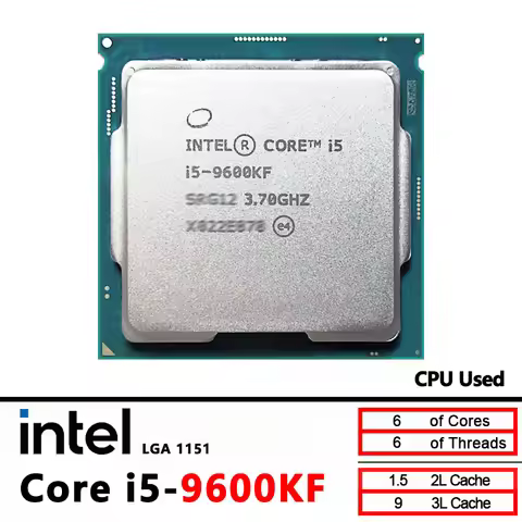 i5-9600KF Intel Core i5 9600KF Used 3.7 GHz Six-Core Six-Thread CPU 9M 95W LGA 1151