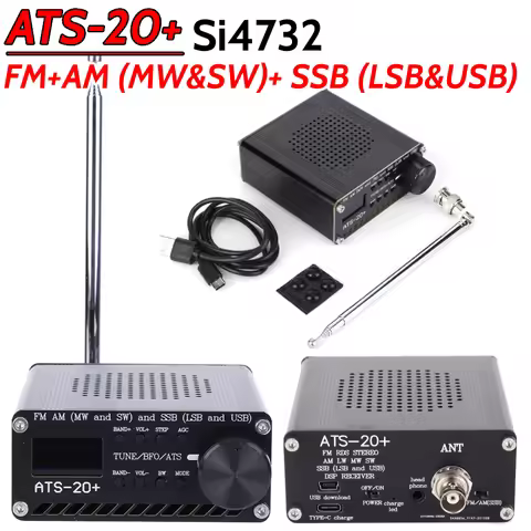 ATS-20+ Plus Si4732 Full Band Radio Receiver FM AM MW&SW SSB LSB & USB 0.96 Inch OLED Screen Built-I
