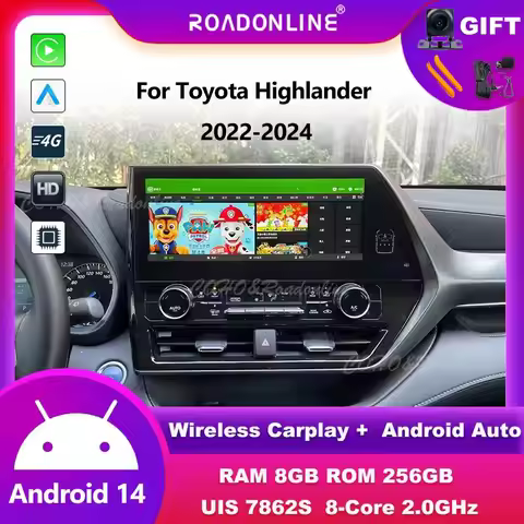 Android audio For Toyota Highlander 2022-2024 8+256 car intelligent systems wireless carplay android