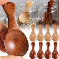Mini Wooden Spoons Kitchen Spice Condiment Spoon Kids Short Handle Timber Scoops Home Tableware