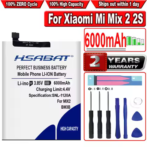 HSABAT BM3B 6000mAh Battery for Xiaomi Mi Mix 2 2S II 5.99" MIX2 Mix2S Batteries + tools Rechargeabl
