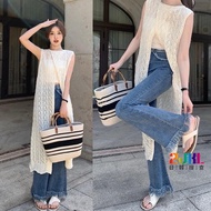 L L111672 Korean Girl Ins Minimalist Hollow Embroidered Long Blouse French Style Crochet Double-Side