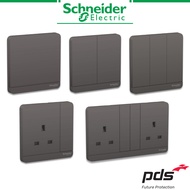 Schneider Electric AvatarOn 1Gang to 3Gang, 1Way or 2Way Light Switch, 1 Gang 2 Gang Socket - Dark Grey