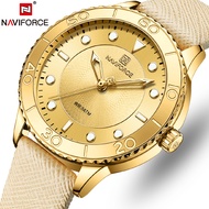 NAVIFORCE Ladies Watch Top Brand Simple 3 Pin Luminous Leather Strap Classic Luxury Elegant Ladies Waterproof Clock Quartz Watch