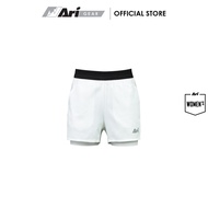 ARI WOMEN BREATHE 2IN1 V3 RUNNING SHORTS 3 INCHES - WHITE/SILVER กางเกงวิ่ง ผู้หญิง อาริ BREATHE 2IN