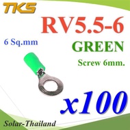 Round Fishtail RV5.5-6 With Insulation Wire Connector 6 Sq.mm. Screw Hole 6 mm (GREEN 100 Pieces) Mo