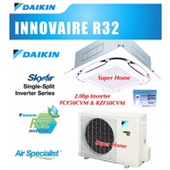 Daikin 2.0hp Inverter Ceiling Cassette Type Air Conditioner FCF50C &amp; RZF50CVM (Panel BYCQ125EAF) - R32