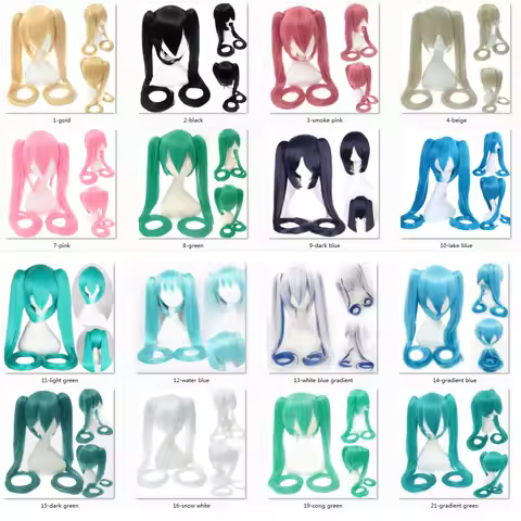 Miku Cosplay Wig Black Rock Shooter Senbon Zakura Wigs Long Synthetic Hair Clip Ponytails Wig+ Wig C