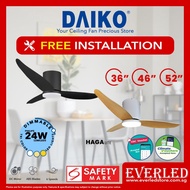 [FREE INSTALLATION] DAIKO Haga LITE DC Ceiling Fan with 24W DIMMABLE Tricolor LED Powered by Philips