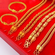Double Dragon Head Necklace Fashion Men's Plated Gold Dragon Necklace Bracelet Men Dragon Bracelets 