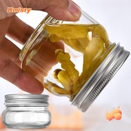 UMISTY Mason Jars with Sliver Lids, Round Transparent Reusable Recyclable Glass Canning Jars, with R
