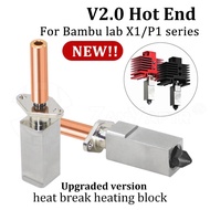 For BambuLab P1S P1P X1 X1C Upgrade Hotend Kit Heat Sinks Throat V2.0 Nozzle Print Head 3D Printer A