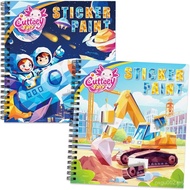 2PCS Paint by Number Sticker Book - Kids Crafts & Acitivity Puzzles Book for Ages 4-10,Mess-Free Tra