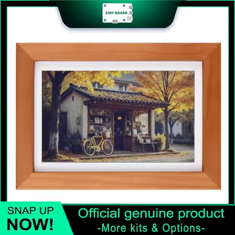 E6 Technology 7.3" Full-Color E-Ink Display with Wooden Photo Frame, 800×480 Ultra-Low Power Panel f