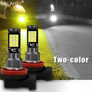 2Pcs Dual Colors Fog Lamp H11 H8 H7 9006 HB4 881 880 H3 H7 24SMD 3030 LED Auto Headlight Car Anti Fog Light Bulb for rainy days