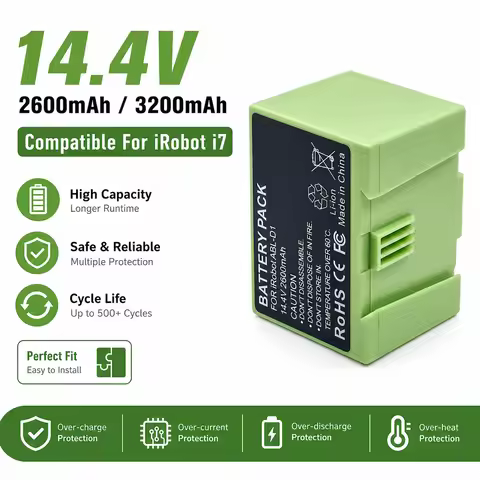 14.4V 3200mAh 2600mAh Lithium Battery Part 4624864 Compatible with iRobot Roomba e i Series e5 i3 i4