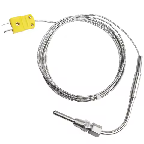 K Type Thermocouple Exhaust Probe High Temperature Sensor Threads 2M EGT Elbow Male Plugs Multimeter