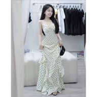 2s long strap maxi dress with fringed lace trim for going out and partying HT777, with real product 