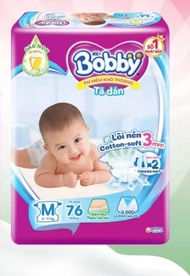 Tã Dán Trẻ Em Bobby Size M 76 Miếng ( M76 Cho Bé 6 Đến 11 Kg) Êm Mềm Khô Thoáng - Bỉm Dán Bobby Size