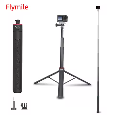 Flymile Action 5 Pro Tripod Adjustable Selfie Stick Long Hand Grip Vlgo Travel Stand for DJI OSMO Ac