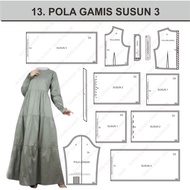 3-layer Gamis Pattern, size XS-4XL - Print Plotter & HVS A0/ Marker Paper, Ready to Sew