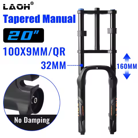 LAOH Bike Suspension Fork 20inch 4.0 Tire Double Shoulder Snow Beach MTB Fat Fork | 160mm Travel | S