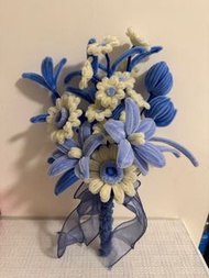 扭扭棒花束 💐藍色雛菊郁金香花束
