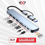 USB HUB RX7 3.0 8 IN 1 TYPE C TO USB 4 + SD + TF CARD READER