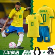 เสื้อบอลทีมบราซิล2022เสื้อฟุตบอลโลกทีมชาติเนย์มาร์หมายเลข10ชุดฟุตบอลสำหรับเด็กชุดกีฬาผู้ชาย